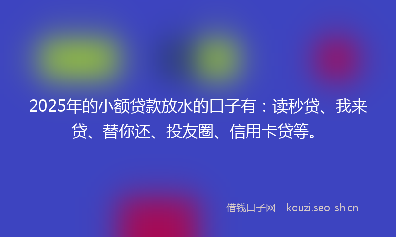 2025年的小额贷款放水的口子有：读秒贷、我来贷、替你还、投友圈、信用卡贷等。