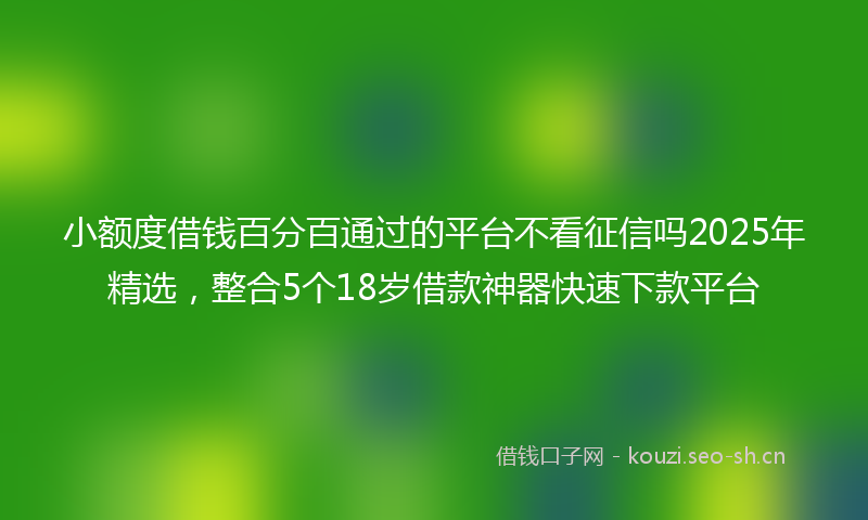 小额度借钱百分百通过的平台不看征信吗2025年精选,整合5个18岁借款神器快速下款平台