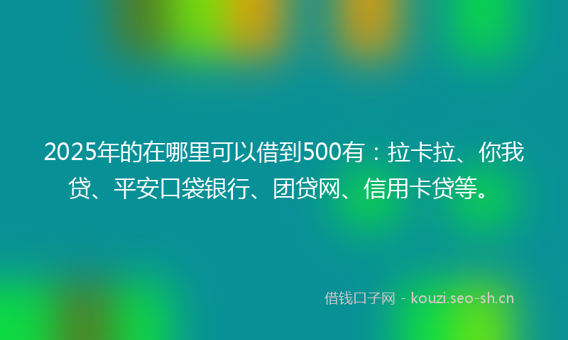 2025年的在哪里可以借到500有：拉卡拉、你我贷、平安口袋银行、团贷网、信用卡贷等。