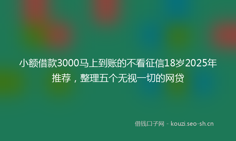 小额借款3000马上到账的不看征信18岁2025年推荐，整理五个无视一切的网贷