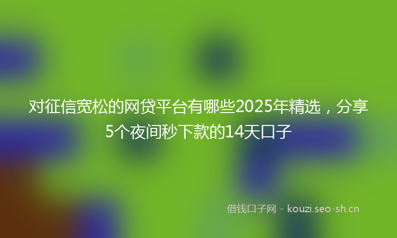 对征信宽松的网贷平台有哪些2025年精选，分享5个夜间秒下款的14天口子
