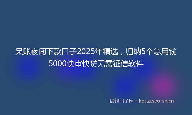 呆账夜间下款口子2025年精选，归纳5个急用钱5000快审快贷无需征信软件