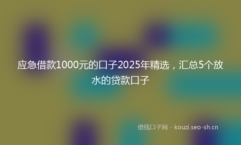 应急借款1000元的口子2025年精选，汇总5个放水的贷款口子