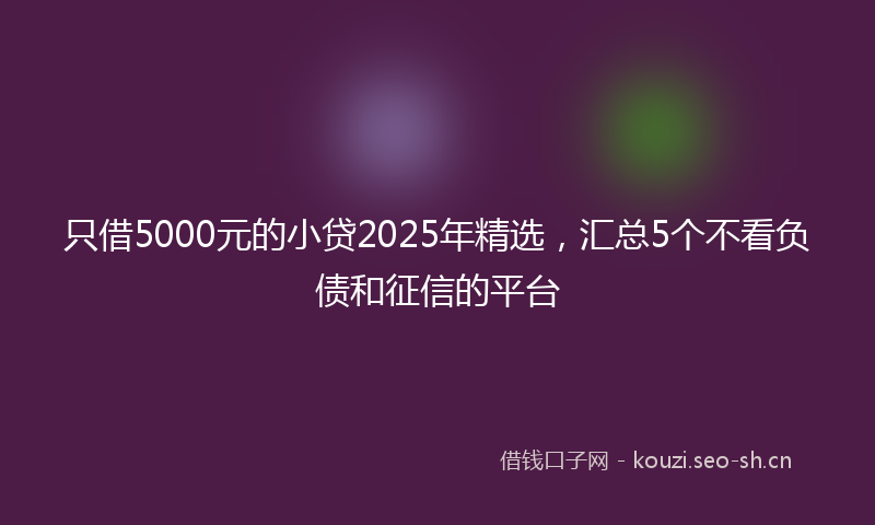 只借5000元的小贷2025年精选，汇总5个不看负债和征信的平台
