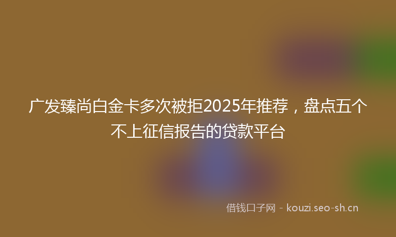 广发臻尚白金卡多次被拒2025年推荐，盘点五个不上征信报告的贷款平台