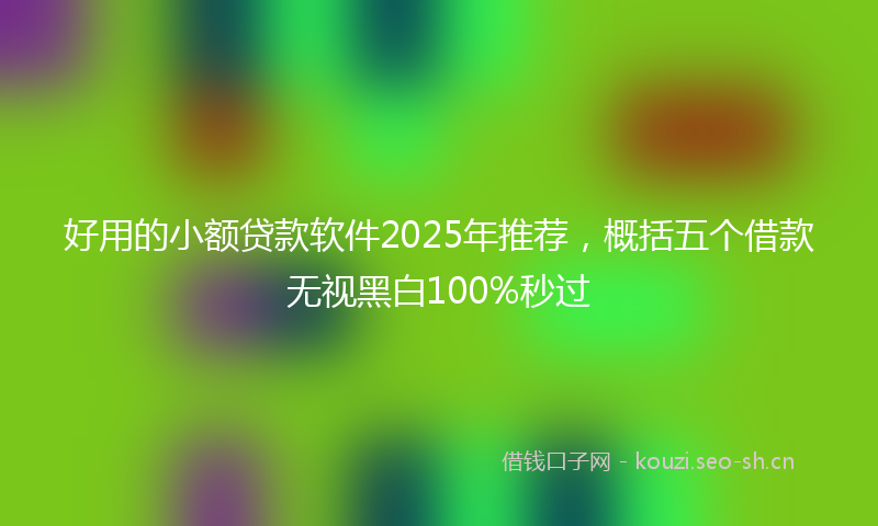 好用的小额贷款软件2025年推荐，概括五个借款无视黑白100%秒过