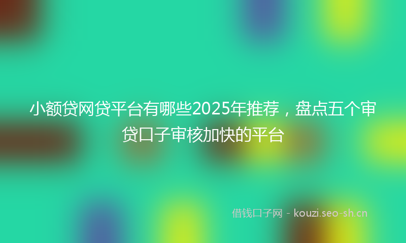 小额贷网贷平台有哪些2025年推荐，盘点五个审贷口子审核加快的平台