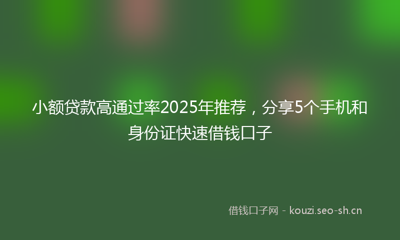 小额贷款高通过率2025年推荐，分享5个手机和身份证快速借钱口子