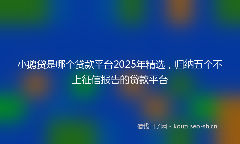 小鹅贷是哪个贷款平台2025年精选，归纳五个不上征信报告的贷款平台