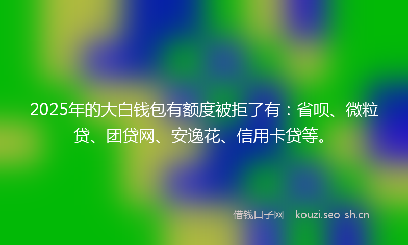 2025年的大白钱包有额度被拒了有：省呗、微粒贷、团贷网、安逸花、信用卡贷等。