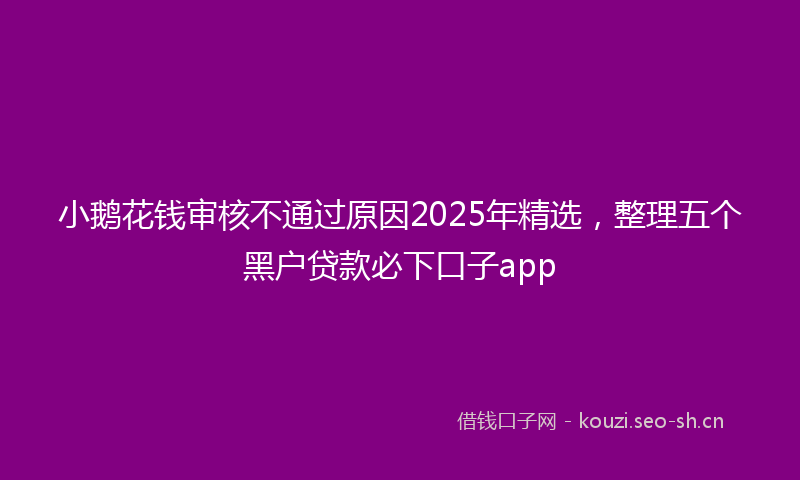 小鹅花钱审核不通过原因2025年精选，整理五个黑户贷款必下口子app