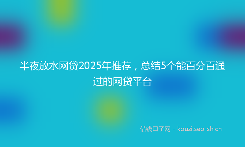 半夜放水网贷2025年推荐,总结5个能百分百通过的网贷平台
