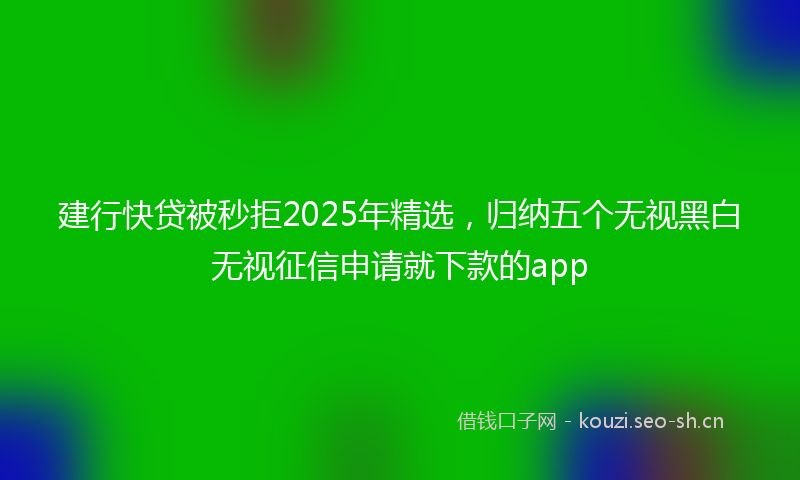 建行快贷被秒拒2025年精选，归纳五个无视黑白无视征信申请就下款的app
