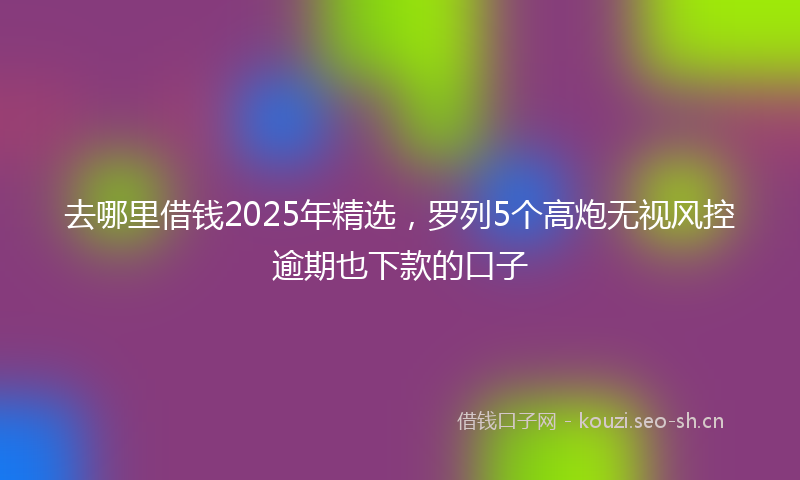 去哪里借钱2025年精选，罗列5个高炮无视风控逾期也下款的口子