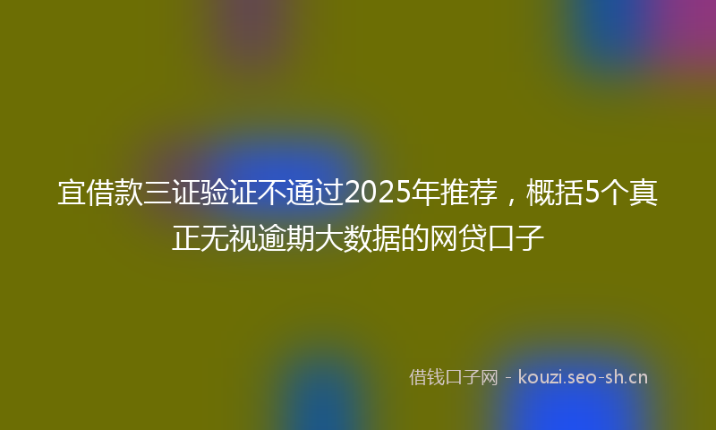 宜借款三证验证不通过2025年推荐，概括5个真正无视逾期大数据的网贷口子