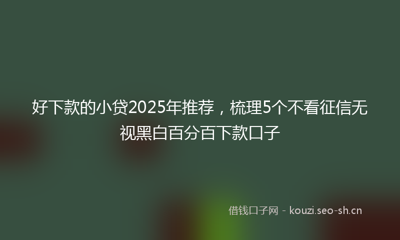 好下款的小贷2025年推荐，梳理5个不看征信无视黑白百分百下款口子