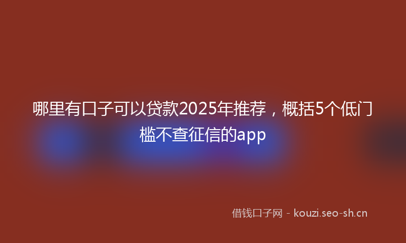 哪里有口子可以贷款2025年推荐,概括5个低门槛不查征信的app