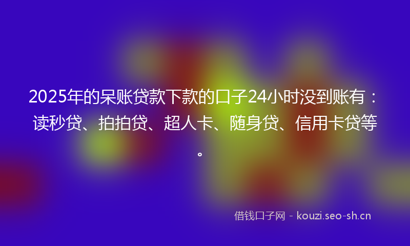 2025年的呆账贷款下款的口子24小时没到账有：读秒贷、拍拍贷、超人卡、随身贷、信用卡贷等。