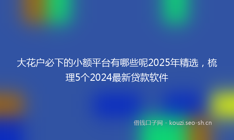 大花户必下的小额平台有哪些呢2025年精选，梳理5个2024最新贷款软件