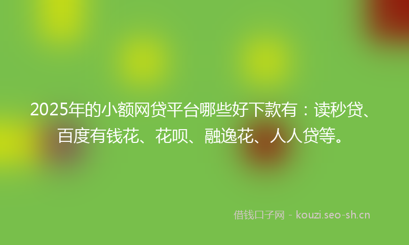 2025年的小额网贷平台哪些好下款有：读秒贷、百度有钱花、花呗、融逸花、人人贷等。
