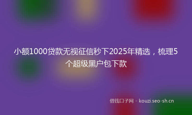 小额1000贷款无视征信秒下2025年精选，梳理5个超级黑户包下款