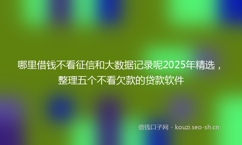 哪里借钱不看征信和大数据记录呢2025年精选,整理五个不看欠款的贷款软件