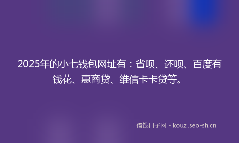 2025年的小七钱包网址有：省呗、还呗、百度有钱花、惠商贷、维信卡卡贷等。