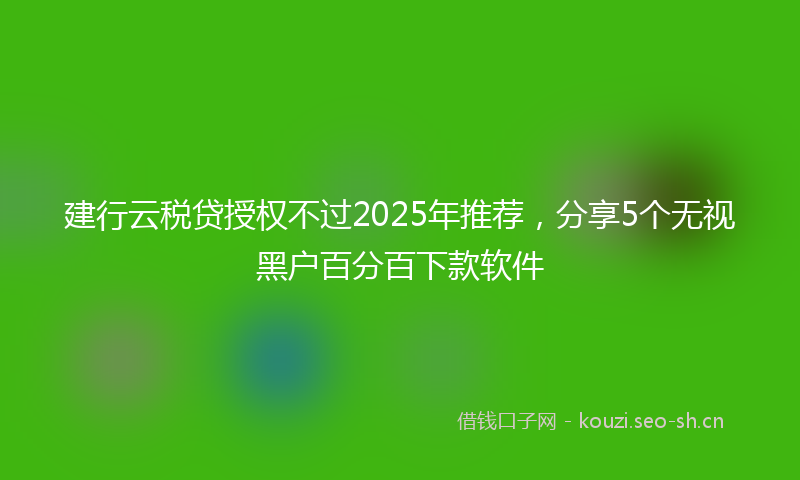 建行云税贷授权不过2025年推荐,分享5个无视黑户百分百下款软件