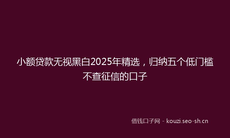 小额贷款无视黑白2025年精选，归纳五个低门槛不查征信的口子
