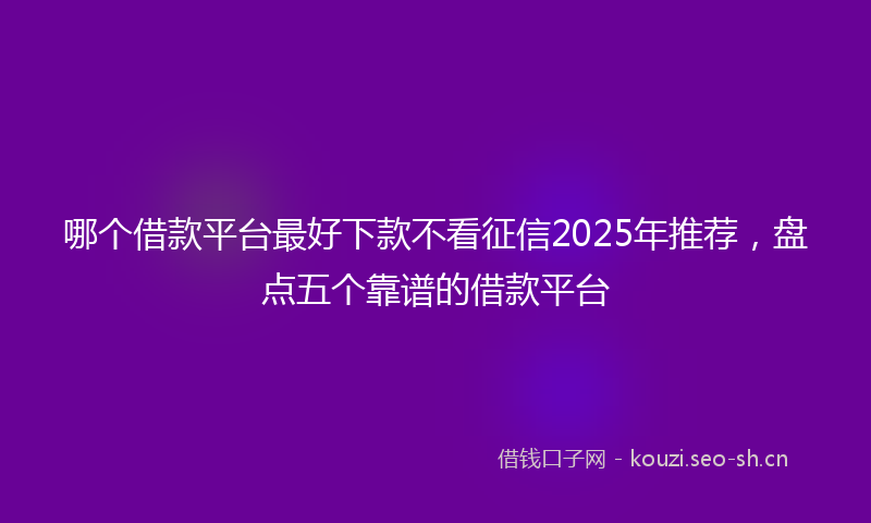 哪个借款平台最好下款不看征信2025年推荐，盘点五个靠谱的借款平台