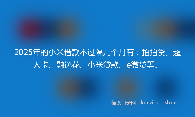 2025年的小米借款不过隔几个月有：拍拍贷、超人卡、融逸花、小米贷款、e微贷等。