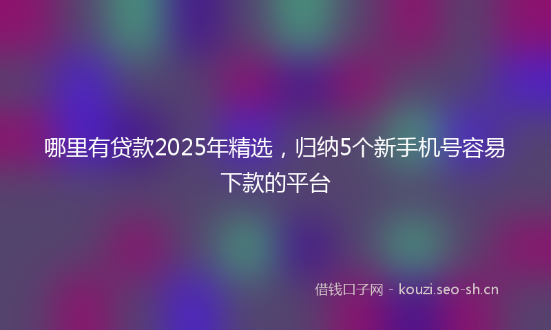 哪里有贷款2025年精选,归纳5个新手机号容易下款的平台