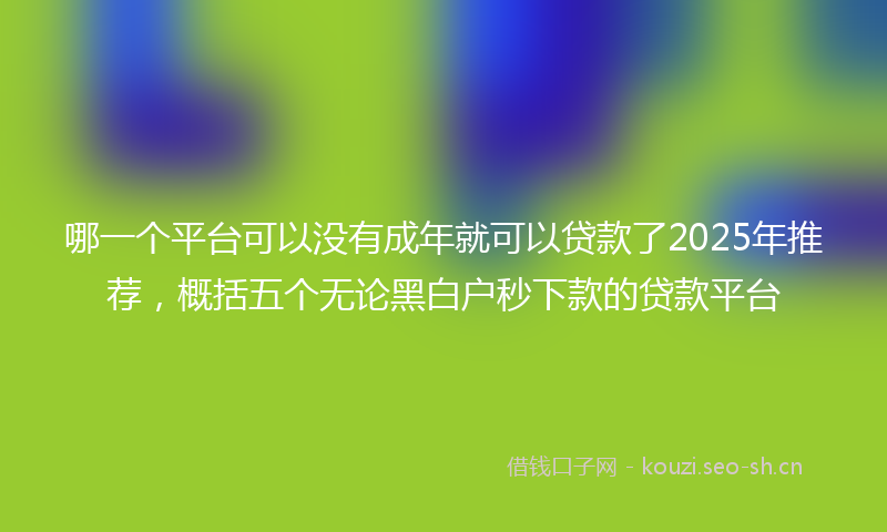 哪一个平台可以没有成年就可以贷款了2025年推荐，概括五个无论黑白户秒下款的贷款平台