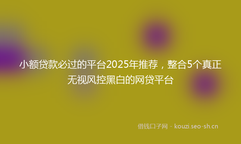 小额贷款必过的平台2025年推荐，整合5个真正无视风控黑白的网贷平台