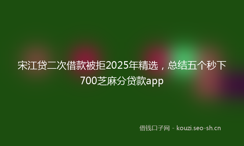 宋江贷二次借款被拒2025年精选，总结五个秒下700芝麻分贷款app