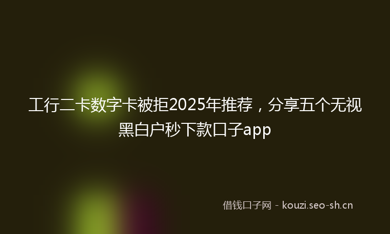 工行二卡数字卡被拒2025年推荐，分享五个无视黑白户秒下款口子app