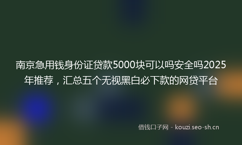 南京急用钱身份证贷款5000块可以吗安全吗2025年推荐，汇总五个无视黑白必下款的网贷平台