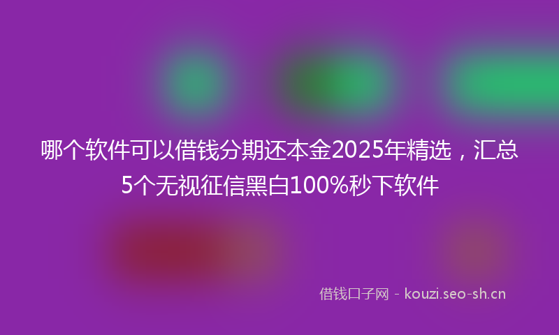 哪个软件可以借钱分期还本金2025年精选，汇总5个无视征信黑白100%秒下软件