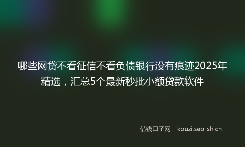 哪些网贷不看征信不看负债银行没有痕迹2025年精选，汇总5个最新秒批小额贷款软件