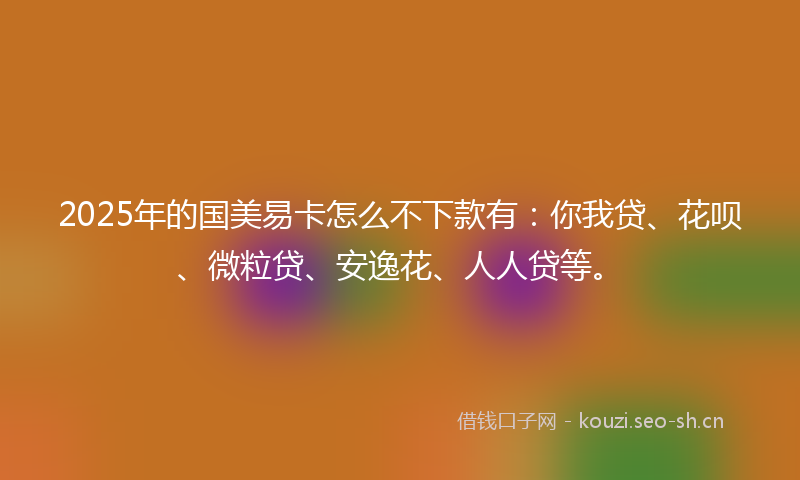 2025年的国美易卡怎么不下款有：你我贷、花呗、微粒贷、安逸花、人人贷等。