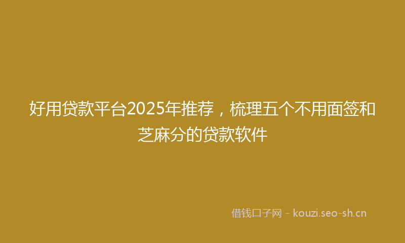 好用贷款平台2025年推荐，梳理五个不用面签和芝麻分的贷款软件
