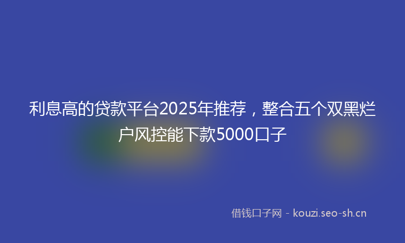 利息高的贷款平台2025年推荐，整合五个双黑烂户风控能下款5000口子