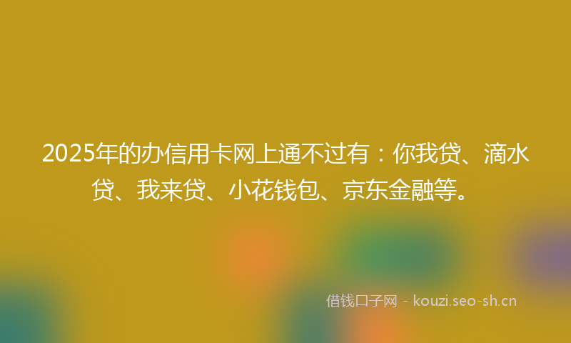 2025年的办信用卡网上通不过有：你我贷、滴水贷、我来贷、小花钱包、京东金融等。