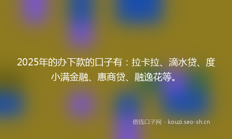 2025年的办下款的口子有：拉卡拉、滴水贷、度小满金融、惠商贷、融逸花等。