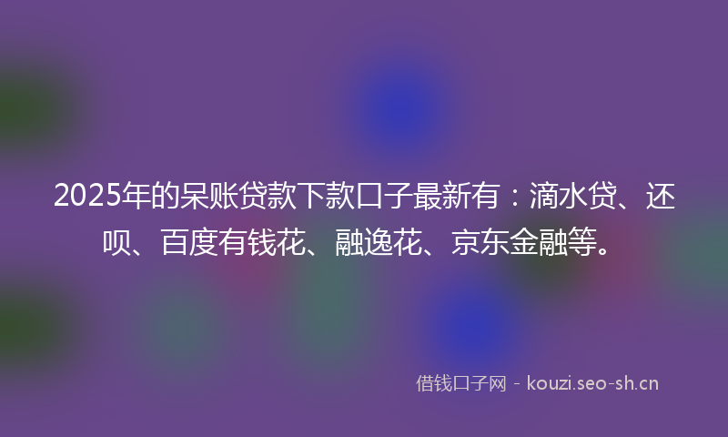 2025年的呆账贷款下款口子最新有：滴水贷、还呗、百度有钱花、融逸花、京东金融等。