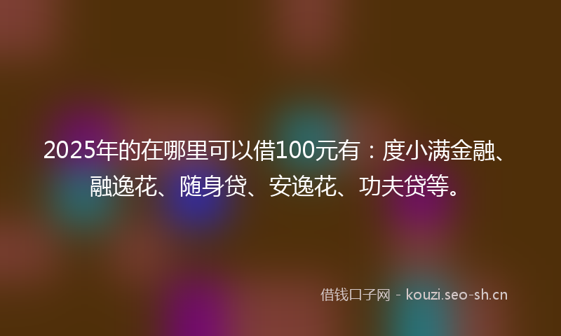 2025年的在哪里可以借100元有：度小满金融、融逸花、随身贷、安逸花、功夫贷等。