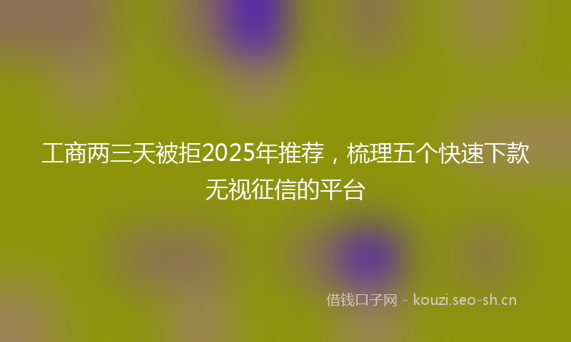 工商两三天被拒2025年推荐，梳理五个快速下款无视征信的平台
