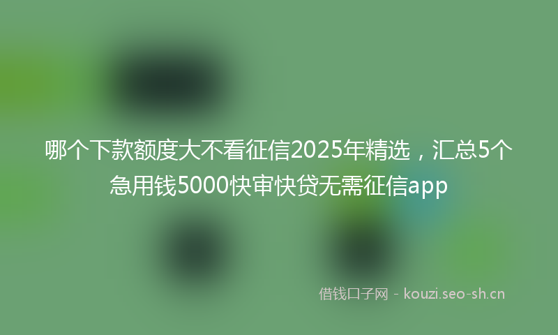哪个下款额度大不看征信2025年精选，汇总5个急用钱5000快审快贷无需征信app