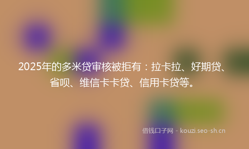 2025年的多米贷审核被拒有：拉卡拉、好期贷、省呗、维信卡卡贷、信用卡贷等。