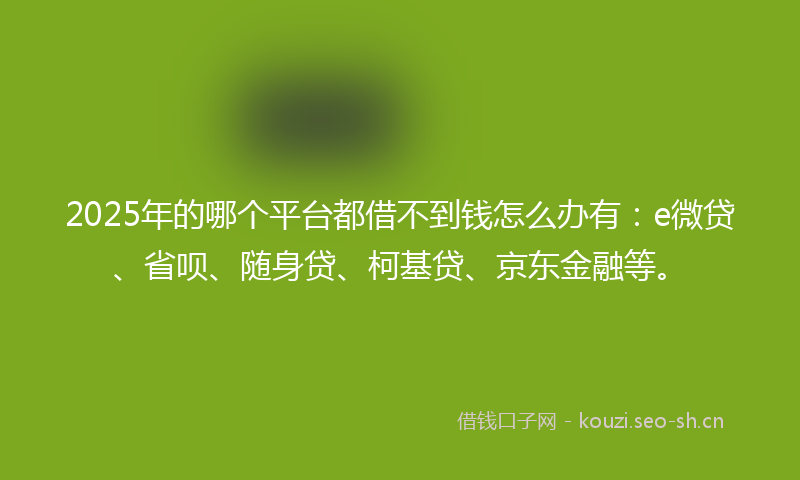 2025年的哪个平台都借不到钱怎么办有:e微贷、省呗、随身贷、柯基贷、京东金融等。